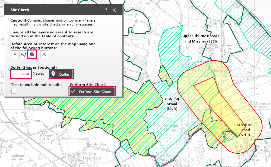 Site Check At Area Buffer